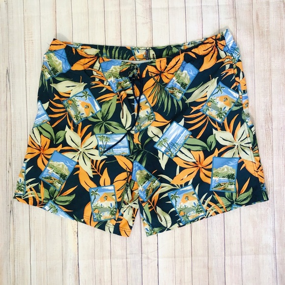 Nautica Other - Nautica Hawaiian Print Swim Trunks Size XXL